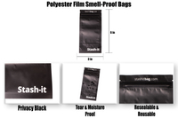 50 Smell Proof Recloseable Stand Up Bags by Stash-it 6x3 inch